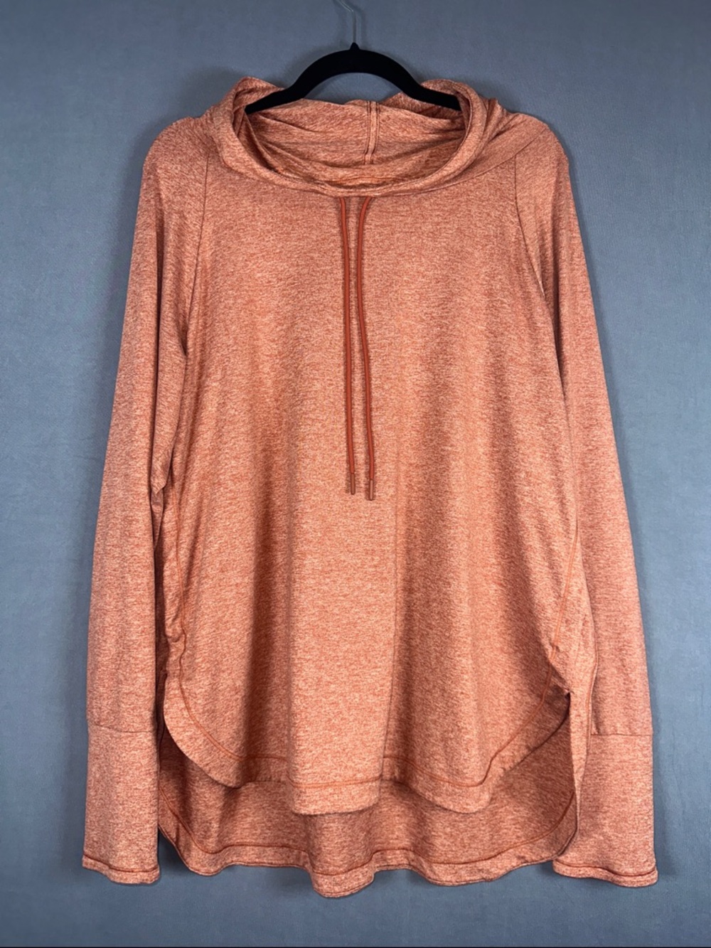 Athleta Tunic Hoodie XL Orange Longline Athletic Sweatshirt Top
